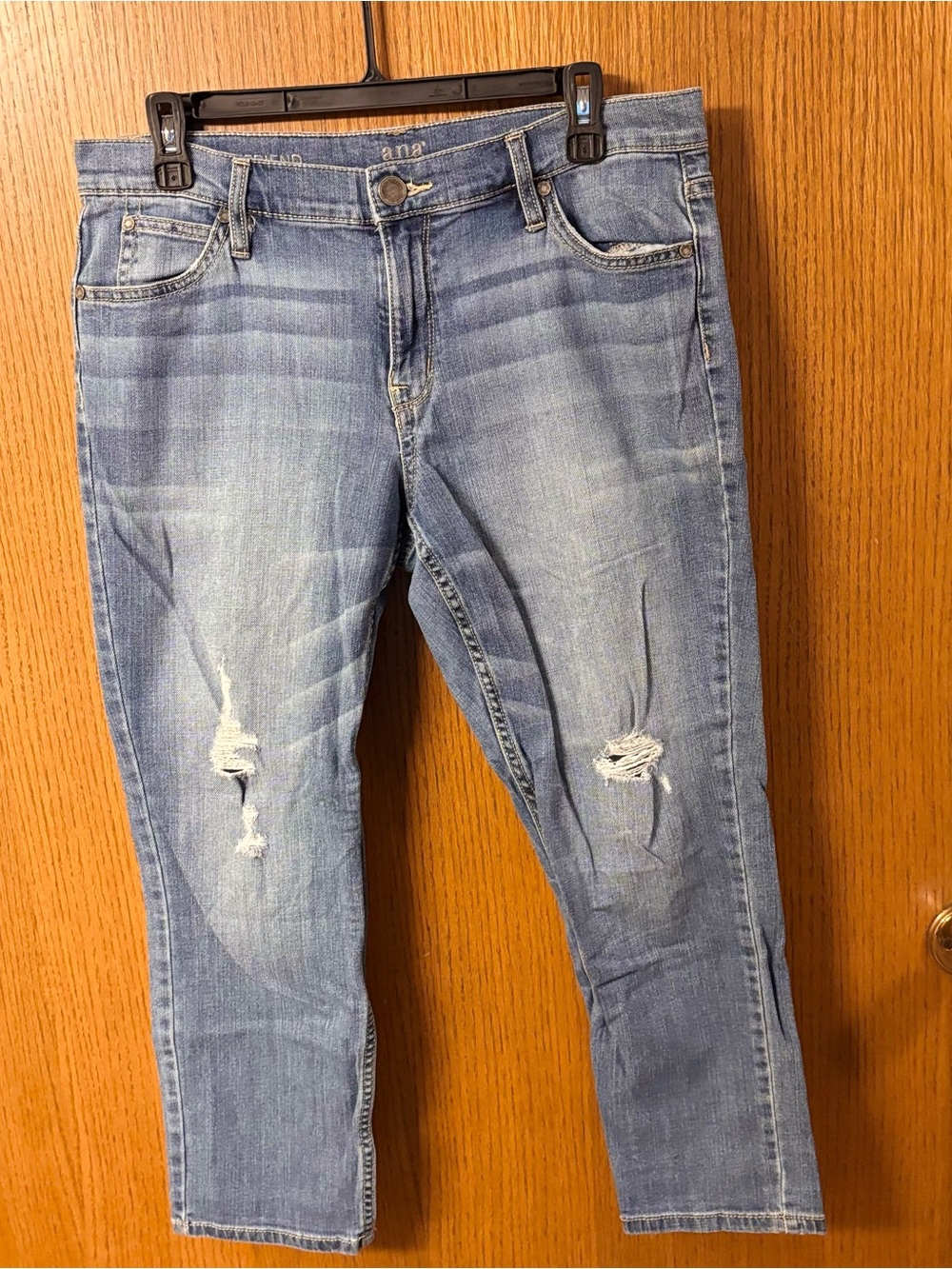 a.n.a Light Blue Distressed Ankle Jeans